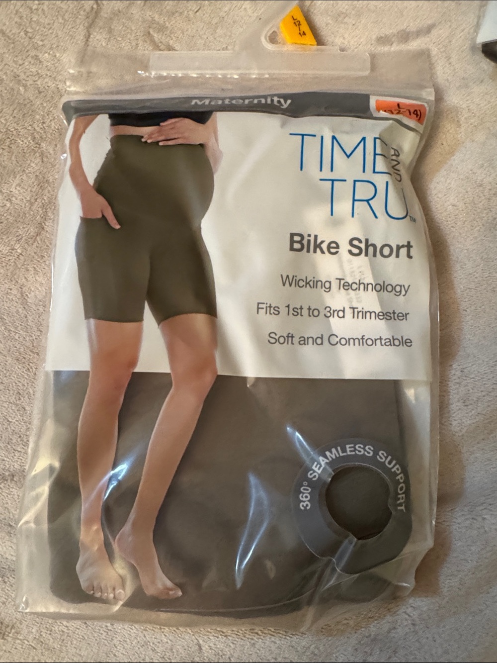 Time and Tru Olive Maternity Bike Shorts